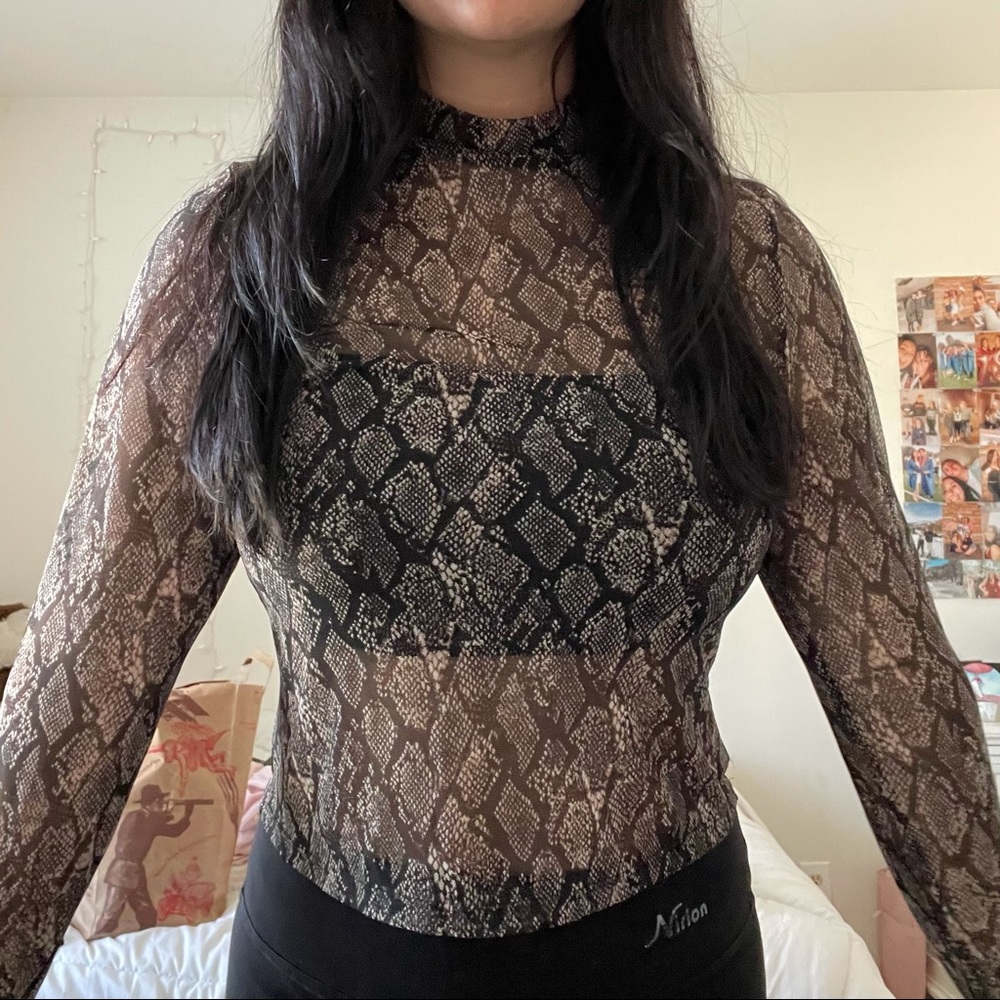 Wilt Fable Mesh Snakeskin print long sleeve